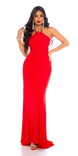 rode-loper jurk met sparkling steentjes rood